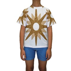 Star Golden Glittering Yellow Rays Kids  Short Sleeve Swimwear by Sapixe