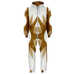 Star Golden Glittering Yellow Rays Hooded Jumpsuit (men)  by Sapixe