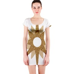 Star Golden Glittering Yellow Rays Short Sleeve Bodycon Dress by Sapixe