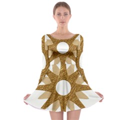 Star Golden Glittering Yellow Rays Long Sleeve Skater Dress by Sapixe