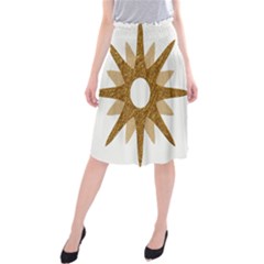 Star Golden Glittering Yellow Rays Midi Beach Skirt by Sapixe