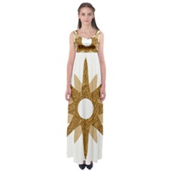 Star Golden Glittering Yellow Rays Empire Waist Maxi Dress by Sapixe