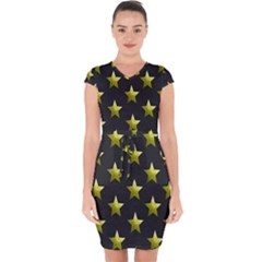 Stars Backgrounds Patterns Shapes Capsleeve Drawstring Dress 