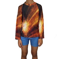 Star Sky Graphic Night Background Kids  Long Sleeve Swimwear by Sapixe