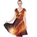 Star Sky Graphic Night Background Cap Sleeve Front Wrap Midi Dress View1