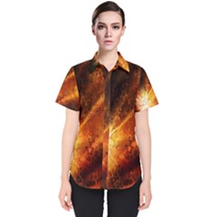 Star Sky Graphic Night Background Women s Short Sleeve Shirt