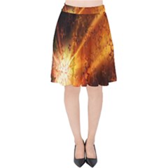 Star Sky Graphic Night Background Velvet High Waist Skirt