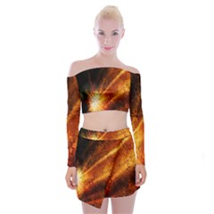 Star Sky Graphic Night Background Off Shoulder Top With Mini Skirt Set by Sapixe