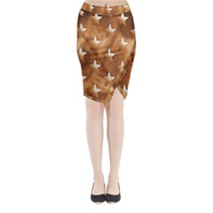 Stars Brown Background Shiny Midi Wrap Pencil Skirt by Sapixe