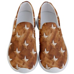 Stars Brown Background Shiny Men s Lightweight Slip Ons