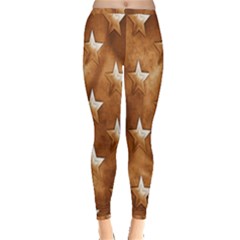 Stars Brown Background Shiny Inside Out Leggings by Sapixe