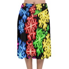 Wallpaper Background Abstract Velvet Flared Midi Skirt