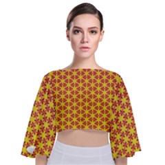 Texture Background Pattern Tie Back Butterfly Sleeve Chiffon Top