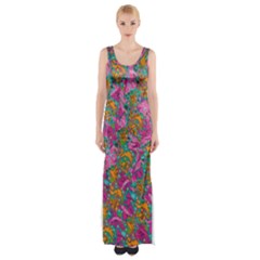 Flower Paisley 1 Maxi Thigh Split Dress by stephenlinhart