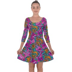 Flower Paisley 1 Quarter Sleeve Skater Dress by stephenlinhart