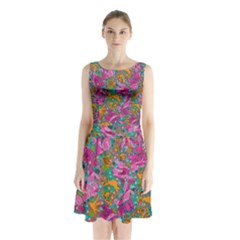 Flower Paisley 1 Sleeveless Waist Tie Chiffon Dress by stephenlinhart