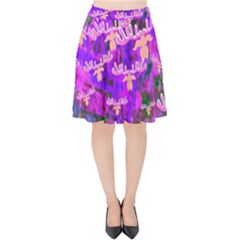 Watercolour Paint Dripping Ink Velvet High Waist Skirt by Sapixe