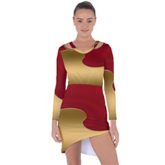 Background Banner Festive Wave Asymmetric Cut-out Shift Dress by Sapixe