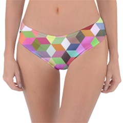 Mosaic Background Cube Pattern Reversible Classic Bikini Bottoms by Sapixe