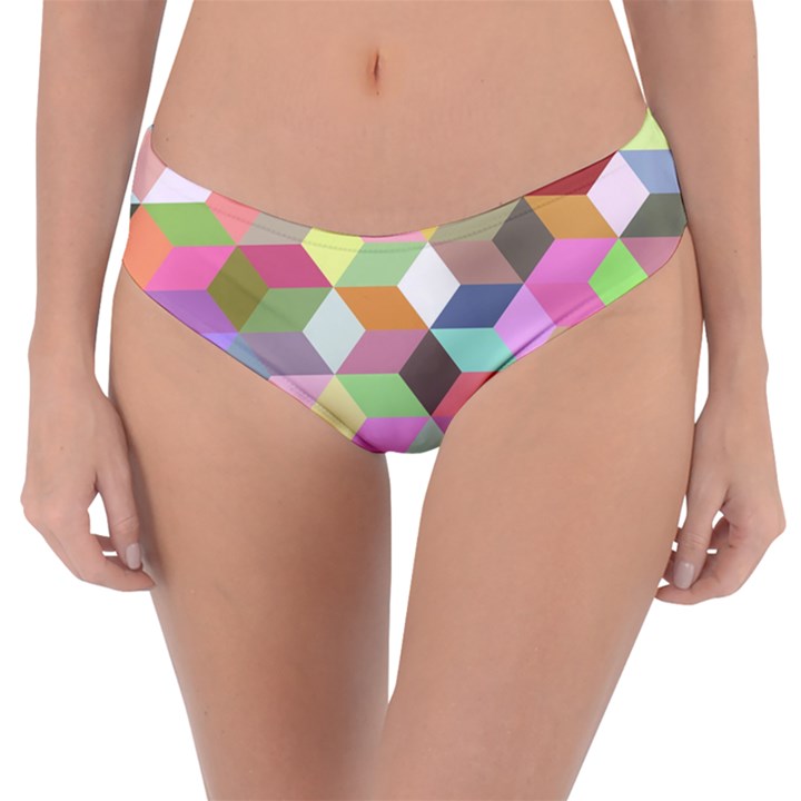 Mosaic Background Cube Pattern Reversible Classic Bikini Bottoms