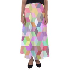 Mosaic Background Cube Pattern Flared Maxi Skirt by Sapixe