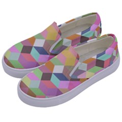 Mosaic Background Cube Pattern Kids  Canvas Slip Ons by Sapixe