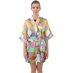 Mosaic Background Cube Pattern Quarter Sleeve Kimono Robe by Sapixe