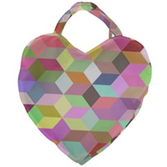 Mosaic Background Cube Pattern Giant Heart Shaped Tote