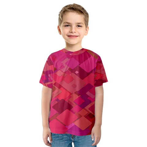 Red Background Pattern Square Kids  Sport Mesh Tee by Sapixe