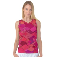 Red Background Pattern Square Women s Basketball Tank Top by Sapixe