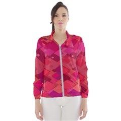 Red Background Pattern Square Wind Breaker (women) by Sapixe