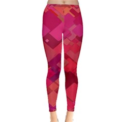 Red Background Pattern Square Inside Out Leggings