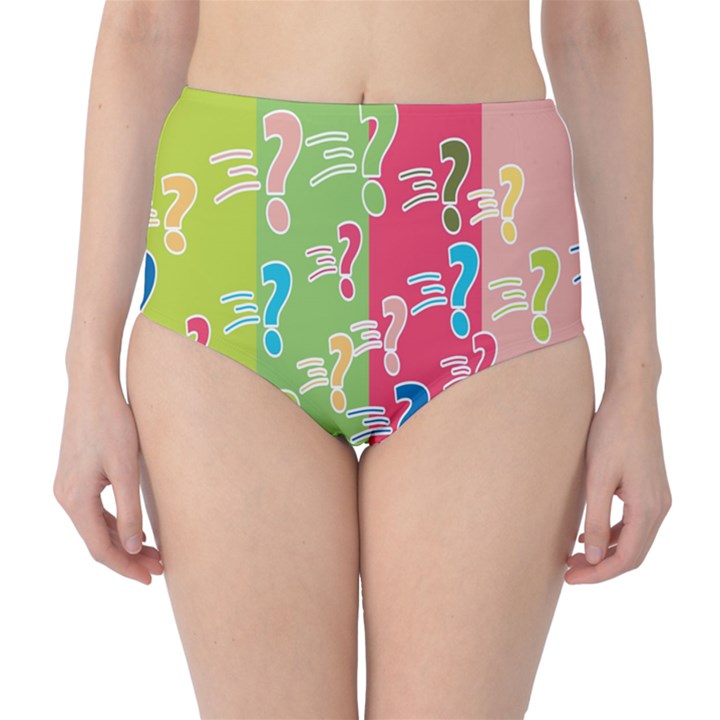 Question Mark Problems Clouds High-Waist Bikini Bottoms