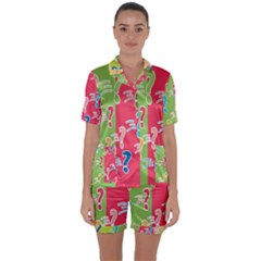 Question Mark Problems Clouds Satin Short Sleeve Pyjamas Set by Sapixe