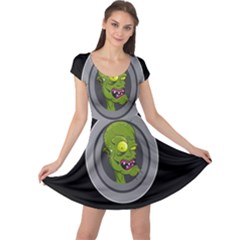 Zombie Pictured Illustration Cap Sleeve Dress by Sapixe