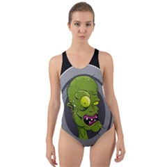 Zombie Pictured Illustration Cut-out Back One Piece Swimsuit by Sapixe