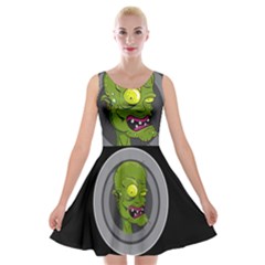 Zombie Pictured Illustration Velvet Skater Dresses by Sapixe