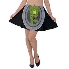 Zombie Pictured Illustration Velvet Skater Skirt by Sapixe