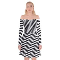 Zig Zag Zigzag Chevron Pattern Off Shoulder Skater Dress by Sapixe