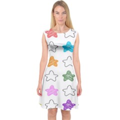 Stars Set Up Element Disjunct Image Capsleeve Midi Dress by Sapixe