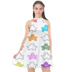 Stars Set Up Element Disjunct Image Halter Neckline Chiffon Dress  by Sapixe