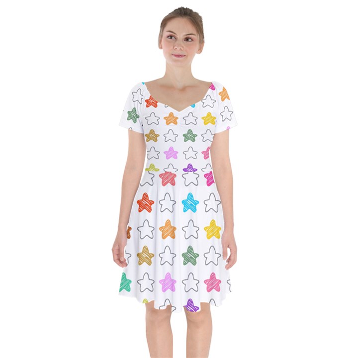 Stars Set Up Element Disjunct Image Short Sleeve Bardot Dress