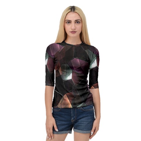 Crystals Background Design Luxury Quarter Sleeve Raglan Tee by Sapixe