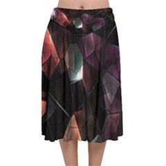 Crystals Background Design Luxury Velvet Flared Midi Skirt