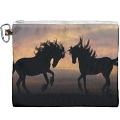 Horses Sunset Photoshop Graphics Canvas Cosmetic Bag (xxxl) by Sapixe