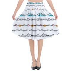 Decoration Element Style Pattern Flared Midi Skirt by Sapixe