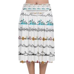 Decoration Element Style Pattern Velvet Flared Midi Skirt