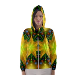 Christmas Star Fractal Symmetry Hooded Wind Breaker (women) by Sapixe