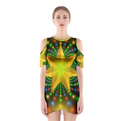 Christmas Star Fractal Symmetry Shoulder Cutout One Piece by Sapixe