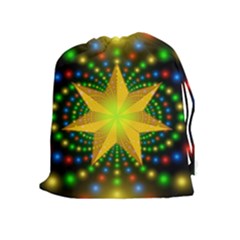 Christmas Star Fractal Symmetry Drawstring Pouches (extra Large) by Sapixe